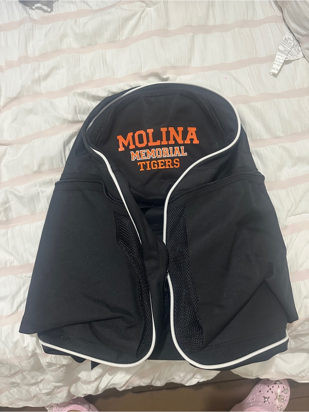 Molina Memorial Tigers Black Backpack with White Trim